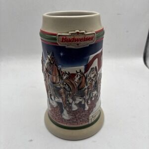 Budweiser Holiday Beer Stein 1998 Grant's Farm Holiday CS343 Clydesdale Anheuser